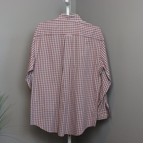 Orvis Men’s Plaid Button Down Shirt Large Red Blue White Cotton Classic Fit - Picture 2 of 3